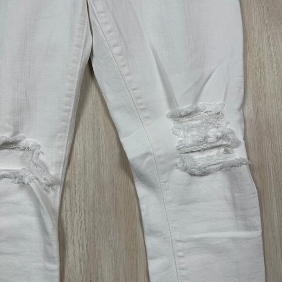 Abercrombie & Fitch Curve High Rise Super Skinny Ankle White Distressed Jeans 27 - Picture 4 of 13